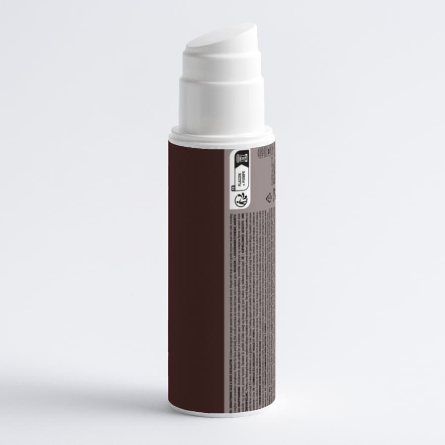 Brightening Face&Body Exfoliator with Kojic Acid in a sleek pump bottle on a neutral background.