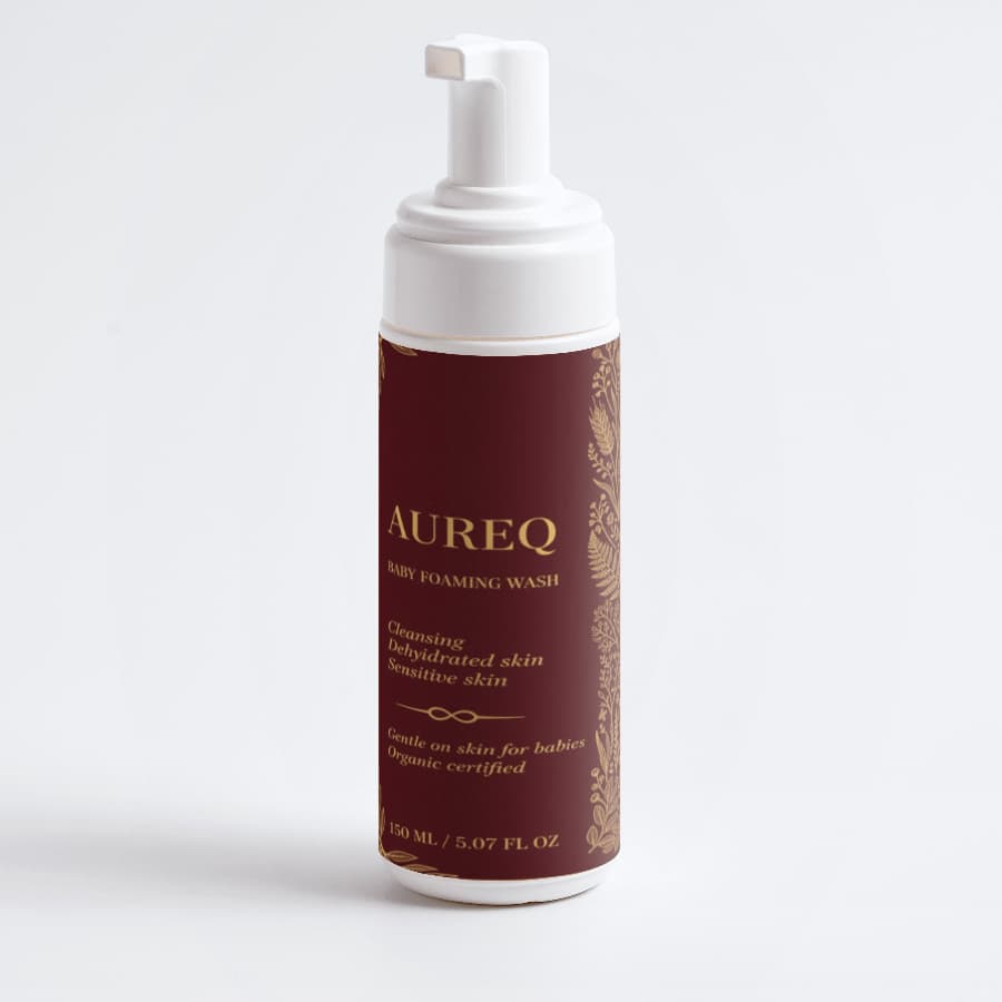 AUREQ Baby Foaming Wash bottle for gentle cleansing of baby's delicate skin.