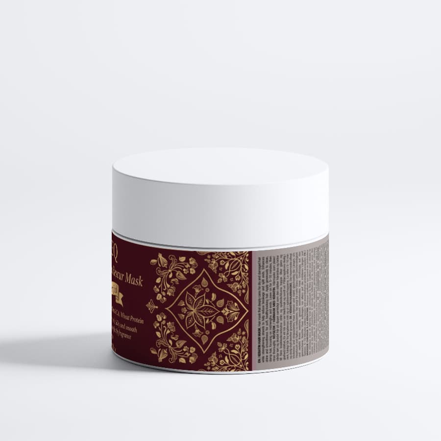 Keratin Intensive Rescue Hair Mask in stylish packaging, ideal for restoring and nourishing damaged hair.