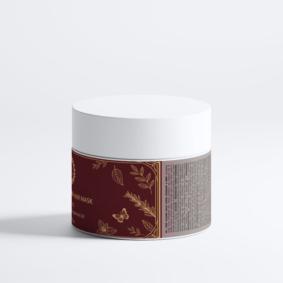 Deep Cleanse Scalp Scrub, Rosemary & Mint in a sleek container with botanical design.