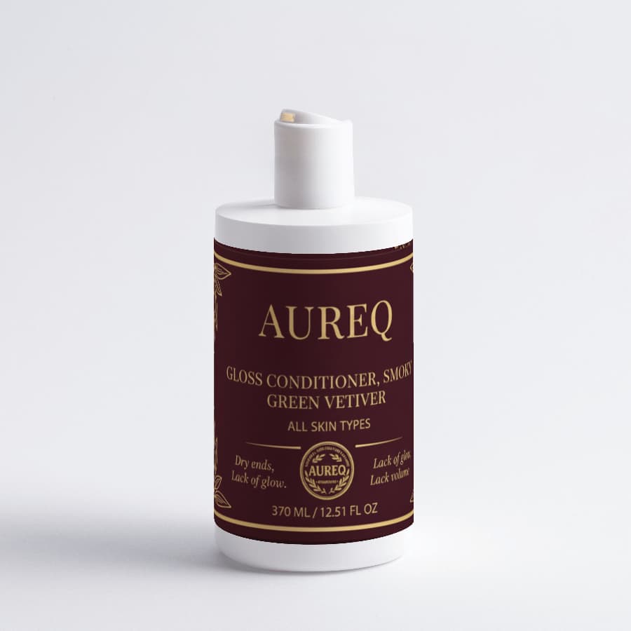 Gloss Conditioner, Smoky Green Vetiver bottle with a luxurious design for all skin types.
