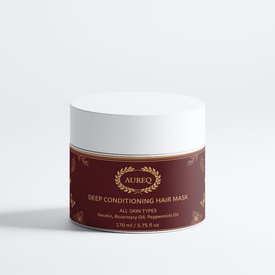 Deep Cleanse Scalp Scrub, Rosemary & Mint in a white jar with a gold label and lid for hair care.