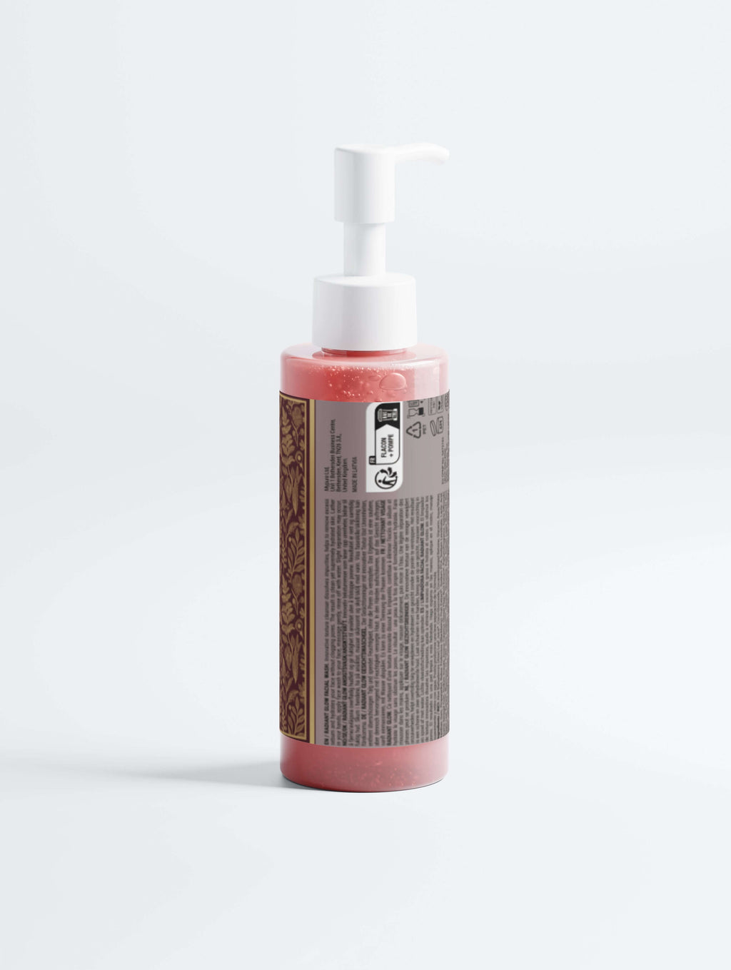 Radiant Glow Facial Wash - Refresh & Revitalize Your Skin bottle with pump, showcasing the product's gentle formula.