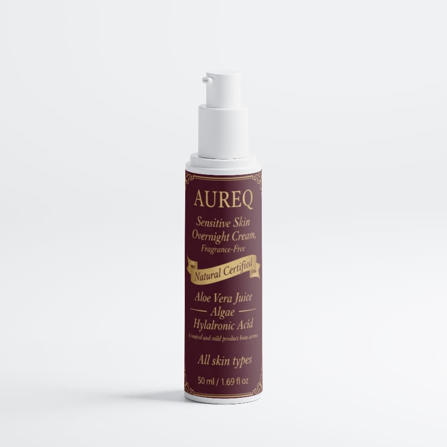 Sensitive Skin Overnight Cream, Fragrance-Free in a pump bottle, designed for calming and restoring sensitive skin.